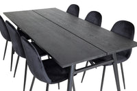 Spisegruppe Sleek & Polar rektangulær 195 x 95 + 2-pakk spisestoler – svart