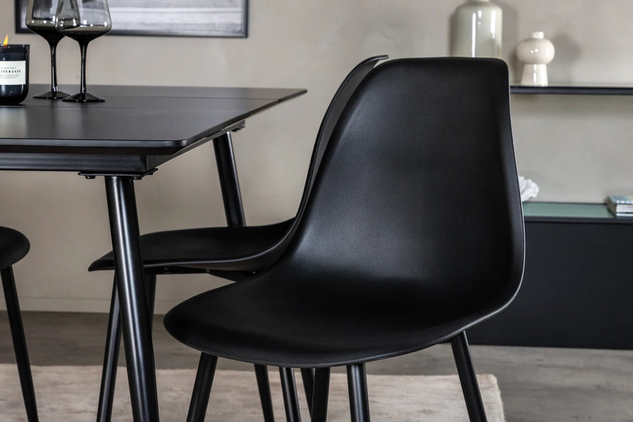 Spisebord Silar & Polar rektangulært 120 x 80 + spisestol 2-pakk – svart
