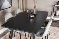 Spisegruppe Polar & Inca 2-pakk + Rektangulært spisebord 160 x 85 – grå og svart
