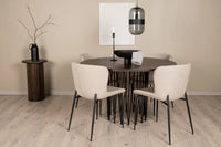 Spisestol Modesto & Stone 2-pakk – beige + Spisebord rundt ⌀120 – mocca