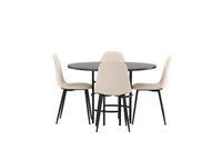 Spisestol 2-pakk – beige + Spisebord rundt ⌀115 – mocca