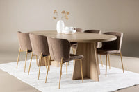 Spisegruppe Bootcut & Modesto Oval 230 x 115 + 2-pakk spisestol – natur og brun