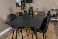 Spisebord Gold & Polar rektangulært 180 x 85 + spisestol 2-pakk – svart