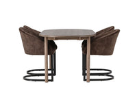 Spisegruppe oval 180 x 90 2-pakk – natur og mørkebrun