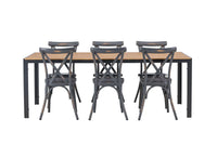 Spisegruppe Break & Tablas 205 x 90 + 2-pakk spisestoler – natur og mørkegrå
