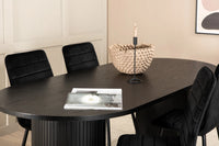 Spisegruppe oval 200 x 90 + spisestol 2-pakk – svart