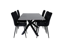 Spisestol 2-pakk + Rektangulært spisebord 180 x 90 – svart