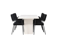 Spisestol Yesterday & Olga 2-pakk – svart + Spisebord rektangulært 200 x 90 – hvit