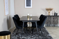 Spisegruppe Gold & Velvet Deluxe rektangulær 180 x 85 med 2-pakk spisestoler – svart