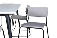 Spisegruppe Jimmy & Kenth 195 x 90 + 2-pakk spisestoler – hvit og grå