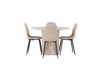 Spisegruppe Olivia & Polar Rund ⌀110 2-pakk – hvitvasket og beige