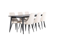 Spisestol 2-pakk – beige + Rektangulært spisebord 230 x 85 – svart