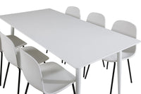 Spisestol Arctic & Polar 2-pakk + Rektangulært spisebord 180 x 90 – hvit
