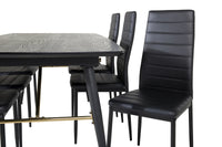 Spisegruppe Gold & Slim 180 x 85 + 2-pakk spisestoler – svart