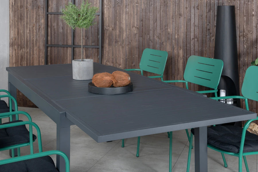 Spisegruppe Nicke & Marbella 2-pakk + Spisebord 160 x 100 – grønn og svart