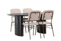 Spisestol Seda & Isolde 2-pakk – beige + Spisebord ovalt 180 x 90 – svart
