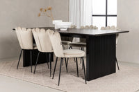 Spisestol Limhamn & Vail 2-pakk – beige + rektangulært spisebord 200 × 100 – svart