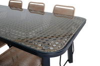Spisegruppe Paola & Lindos 200 × 100 + spisestol 2-pakk – svart og brun