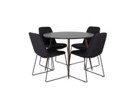 Spisestol Muce & Plaza 2-pakk + Rundt spisebord ⌀100 – svart