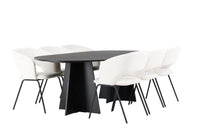 Spisegruppe Bootcut & Day oval 230 x 115 med 2-pakk spisestoler – svart og offwhite