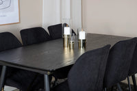 Spisebord Gold & Gemma 180 x 85 + spisestol 2-pakk – svart