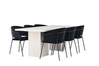 Spisestol 2-pakk Selma & Olga + rektangulært spisebord 200 x 90 – svart og hvit