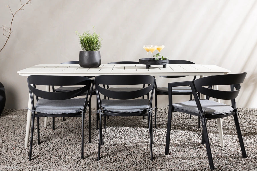 Spisegruppe Slit & Lina 200 x 90 – svart og beige