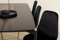 Spisebord Pelle & Polar 190 x 90 + Spisestol 2-pakk – svart