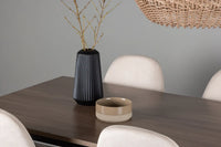 Spisestol Polar og Tempe 2-pakk – beige + Spisebord rektangulært 140 x 80 – valnøtt