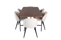 Spisegruppe Uno & Velvet rektangulært 200 x 90 + spisestol 2-pakk – natur og beige