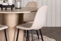 Spisegruppe Polar & Olivia 2-pakk + Rundt spisebord ⌀110 – beige og hvitvasket