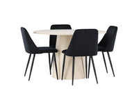 Spisestol Night & Lanzo 2-pakk svart + Spisebord rundt ⌀120 – hvitvasket