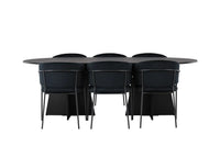 Spisegruppe Bootcut & Selma oval 230 x 115 + 2-pakk spisestol – svart