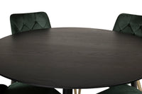 Spisegruppe Dipp & Velvet Deluxe Rund ⌀115 + 2-pakk spisestoler – svart og grønn