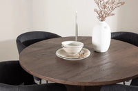 Spisegruppe Berit & Bootcut rund ⌀110 – svart og mocca