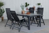 Posisjonsstol Albany & Levels 2-pakk + Spisebord 160 x 100 – svart