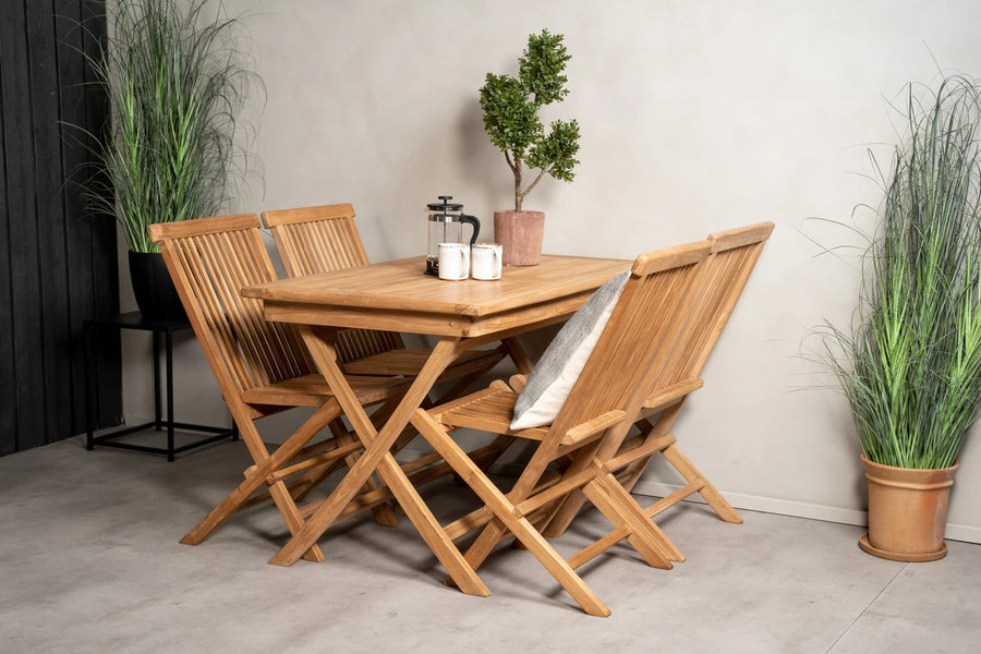 Spisestol Kenya 2-pakk + rektangulært spisebord 120 x 70 – natur