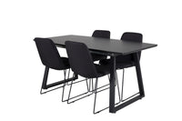 Spisestol Muce & Inca 2-pakk + Rektangulært spisebord 160 x 85 – svart