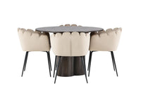 Spisegruppe Limhamn & Olivia rund ⌀110 – beige og mokka