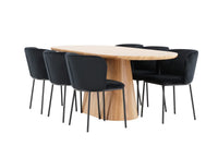 Spisestol Edina & Stjärnö 2-pakk – svart + Spisebord ovalt 200 x 90 – natur
