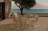 Spisegruppe Break & Panama 205 x 90 + 2-pakk posisjonsstol – beige