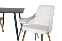 Spisegruppe Dipp & Velvet Deluxe rektangulær 120 x 85 + spisestoler 2-pakk – svart og beige