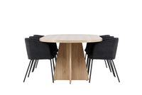 Spisestol Berit & Bootcut + Ovalt spisebord 230 x 115 – svart og natur