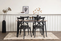 Spisestol Crosett & Tempe 2-pakk + Spisebord rektangulært 140 x 80 – svart og valnøtt