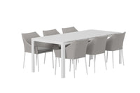 Spisestol 2-pakk + Rektangulært spisebord 205 x 90 – grå og hvit