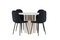 Spisestol Polar & Olivia 2-pakk + Spisebord rundt ⌀110 – svart og beige