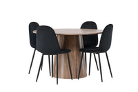 Spisegruppe Polar & Lanzo 2-pakk + Rundt spisebord ⌀120 – svart og natur