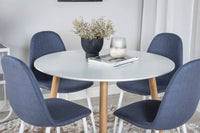 Spisestol Polar & Plaza 2-pakk + Spisebord rundt ⌀100 – blå og hvit