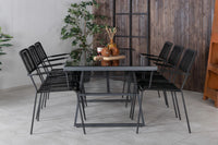 Spisegruppe Dallas & Lindos 193 x 90 + spisestol 2-pakk – svart