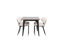 Spisestol Chico & Tempe 2-pakk + rektangulært spisebord 140 x 80 – hvit og valnøtt